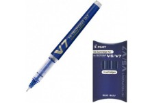 PILOT Rollers Rechargeable Hi-TechPoint V7 Begreen Pte Moyenne Encre liquide Bleu