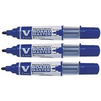 PILOT Lot de 3 Marqueurs Rechargeable VBOARD MASTER Begreen Pte Conique Fine Bleu