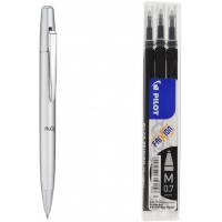 Pilot - FriXion Ball LX - Roller encre thermosensible - Coffret Cadeau - Argent - Pointe Moyenne & Frixion Ball Set de 3 Recharg
