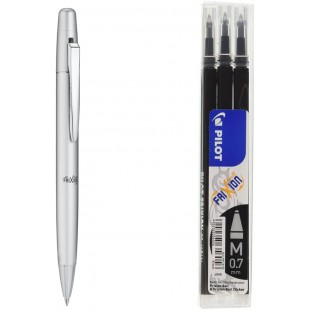 Pilot - FriXion Ball LX - Roller encre thermosensible - Coffret Cadeau - Argent - Pointe Moyenne & Frixion Ball Set de 3 Recharg