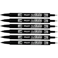 PILOT Lot de 6 Marqueurs TWIN MARKER BEGREEN indelibile noire 2 pointes ogives fine et moyenne