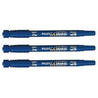 PILOT Lot de 3 Marqueurs TWIN MARKER indelibile bleue 2 pointes ogives:fine et moyenne
