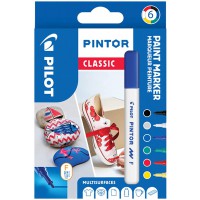 PILOT - Pochette de 6 Pintor - Marqueurs Peinture Multi-Supports a  Base d'Eau, Sechage Rapide - Textile, Verre, Bois, Pierre, D