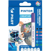 PILOT - Pochette de 6 Pintor - Marqueurs Peinture Multi-Supports a  Base d'Eau, Sechage Rapide - Textile, Verre, Bois, Pierre, D