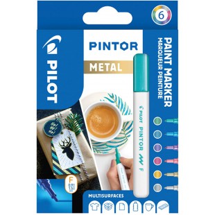 PILOT - Pochette de 6 Pintor - Marqueurs Peinture Multi-Supports a  Base d'Eau, Sechage Rapide - Textile, Verre, Bois, Pierre, D