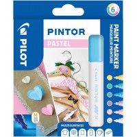 PILOT - Pochette de 6 Pintor - Marqueurs Peinture Multi-Supports a  Base d'Eau, Sechage Rapide - Textile, Verre, Bois, Pierre, D