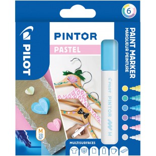 PILOT - Pochette de 6 Pintor - Marqueurs Peinture Multi-Supports a  Base d'Eau, Sechage Rapide - Textile, Verre, Bois, Pierre, D