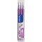 Lot de 3 : Pilot Chaleur / Friction De La Ligne De Milieu Frixion Effacable Recharge Bille Roulante Pointe De 0.7mm - Mauve