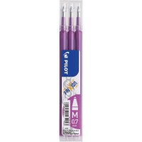 Lot de 3 : Pilot Chaleur / Friction De La Ligne De Milieu Frixion Effacable Recharge Bille Roulante Pointe De 0.7mm - Mauve