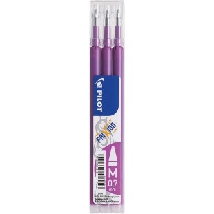 Lot de 3 : Pilot Chaleur / Friction De La Ligne De Milieu Frixion Effacable Recharge Bille Roulante Pointe De 0.7mm - Mauve