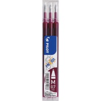 Lot de 3 : Pilot De Ligne De Chaleur Moyen Frixion / Friction Effacable Recharge Bille Roulante Pointe De 0.7mm - Vin Rouge