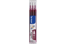 Lot de 3 : Pilot De Ligne De Chaleur Moyen Frixion / Friction Effacable Recharge Bille Roulante Pointe De 0.7mm - Vin Rouge