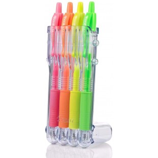 PILOT Lot de 4 stylos gel G2 07 Neon Set2Go