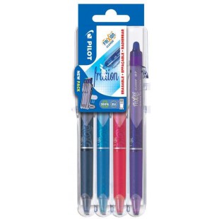 PILOT - 1 Etui Chevalet de 4 rollers FriXion Clickers Fun Pointe Moyenne 0.7 mm. Assortis Turquoise, Rose, Violet et Bleu Nuit