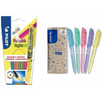 Pilot - Pochette de 6 FriXion Light - Surligneur - Jaune/Rose/Vert/Bleu/Orange/Violet & Lot de 5 Frixion Light Soft - Surligneur