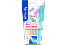 PILOT FriXion Light Soft Lot de 6 surligneurs effacables Rose pastel, jaune, violet, bleu, orange, vert