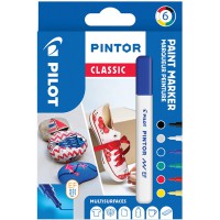 PILOT - Pochette de 6 Pintor - Marqueurs Peinture Multi-Supports a  Base d'Eau, Sechage Rapide - Textile, Verre, Bois, Pierre, D