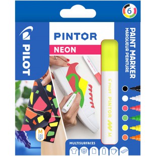 PILOT - Pochette de 6 Pintor - Marqueurs Peinture Multi-Supports a  Base d'Eau, Sechage Rapide - Textile, Verre, Bois, Pierre, D