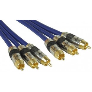 InLine® Cinch Kabel AUDIO / VIDEO, PREMIUM, connecteurs plaqués or, 3x RCA M / M, 10m