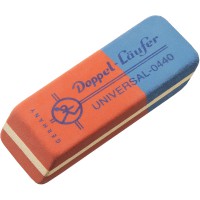 Laufer 00440 DOPPEL-Laufer Universal 0440 Effaceur, Gomme en caoutchouc, Rouge/bleu classique, Gommes biseautees