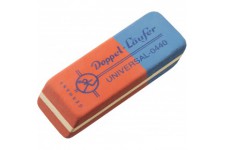 Laufer 00440 DOPPEL-Laufer Universal 0440 Effaceur, Gomme en caoutchouc, Rouge/bleu classique, Gommes biseautees