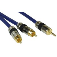 InLine® Cinch / Klinke Kabel, PREMIUM, 2x RCA brancher à 3.5mm jack, 5m