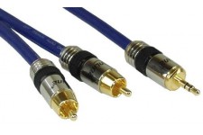 InLine® Cinch / Klinke Kabel, PREMIUM, 2x RCA brancher à 3.5mm jack, 5m