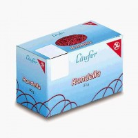 Laufer 51045 bracelets elastiques Rondella 100 x 5 mm, diametre 65 mm, elastiques a  5 mm de large, carton de 50g, rouge