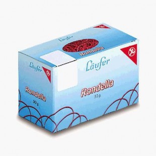 Laufer 51045 bracelets elastiques Rondella 100 x 5 mm, diametre 65 mm, elastiques a  5 mm de large, carton de 50g, rouge