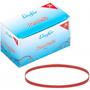 Laufer 51445 bracelets elastiques Rondella 130 x 4mm, diametre 85mm, elastiques a  4mm de large, carton de 50g, rouge