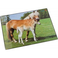 Laufer 46587 sous-Main antiderapant pour Enfant Motif Cheval et Poulain 53 x 40 cm avec Poche laterale Transparente