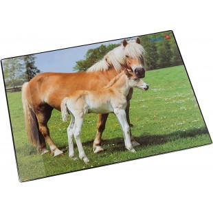Laufer 46587 sous-Main antiderapant pour Enfant Motif Cheval et Poulain 53 x 40 cm avec Poche laterale Transparente