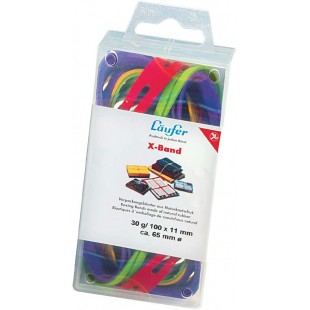 Laufer 59075 bracelets elastiques X Rondella, bandes elastiques croisees, elastiques 150 x 11 mm, diametre 100 mm, boite de 30g,