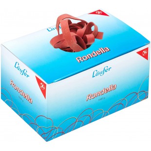 Laufer 51341 bracelets elastiques Rondella 130 x 10 mm, diametre 85 mm, carton de 1kg, rouge