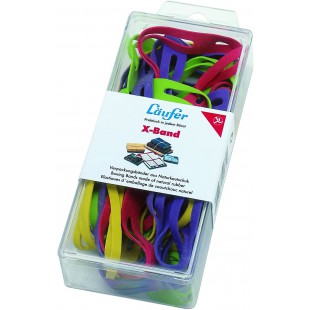 Laufer 69582 bracelets elastiques X Rondella, bandes elastiques croisees, elastiques tailles assortis, diametre 50-100 mm, boite