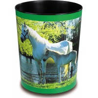 Laufer 26663 Corbeille a papier ronde pour chambre d'enfant Motif chien multicolore 13 l chiens Cheval et poulain a