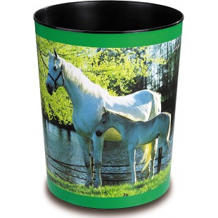 Laufer 26663 Corbeille a papier ronde pour chambre d'enfant Motif chien multicolore 13 l chiens Cheval et poulain a