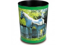 Laufer 26663 Corbeille a papier ronde pour chambre d'enfant Motif chien multicolore 13 l chiens Cheval et poulain a