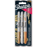 Sharpie marqueurs metalliques permanents, pointe fine, assortiment de couleurs metalliques, pochette de 3