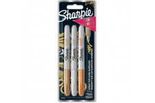 Sharpie marqueurs metalliques permanents, pointe fine, assortiment de couleurs metalliques, pochette de 3