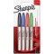 Sharpie marqueurs permanents, pointe fine, assortiment de couleurs classiques, pochette de 4