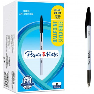 Paper Mate Stylos a bille 045 | Pointe fine (0,7 mm) | Encre noire | Lot de 50