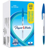 Paper Mate 045 Stylo a Bille | Pointe fine (1,0 mm) | Encre Bleue | 50 Pieces