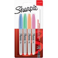 Sharpie 2065402 Lot de 4 Marqueurs permanent pointe fine Couleurs Assorties Pastel