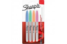 Sharpie 2065402 Lot de 4 Marqueurs permanent pointe fine Couleurs Assorties Pastel