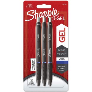 Sharpie S-Gel | Stylos gel | Pointe moyenne (0,7 mm) | Encre bleue | Lot de 3