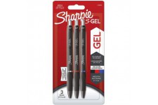 Sharpie S-Gel | Stylos gel | Pointe moyenne (0,7 mm) | Encre noire, rouge et bleue | Lot de 3