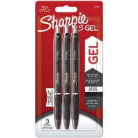 Sharpie S-Gel | Stylos gel | Pointe moyenne (0,7 mm) | Encre noire | Lot de 3