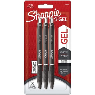 Sharpie S-Gel | Stylos gel | Pointe moyenne (0,7 mm) | Encre noire | Lot de 3