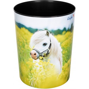 Laufer 26663 Corbeille a papier ronde pour chambre d'enfant Motif chien multicolore 13 l Cheval dans le colza. Chev